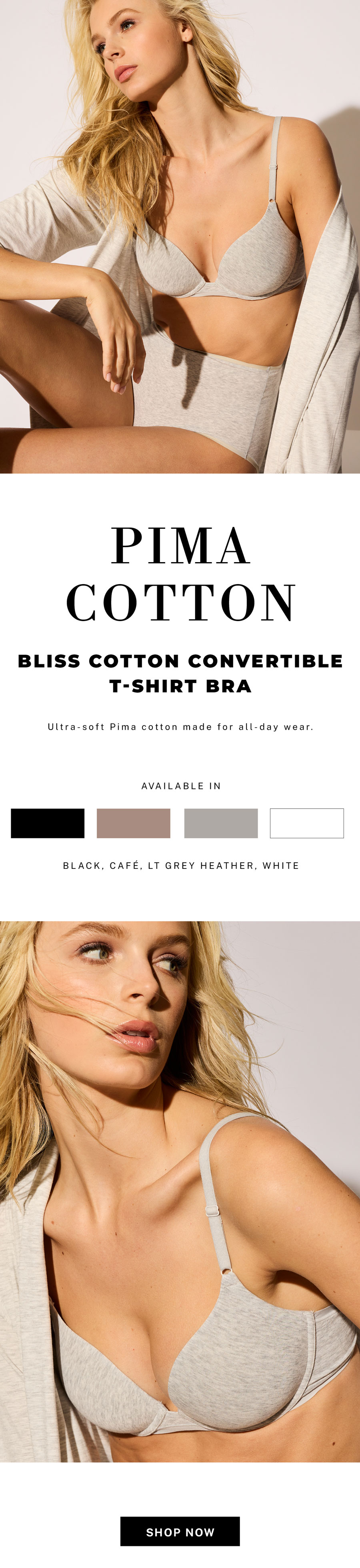 Pima Cotton: Bliss Cotton Convertible T-Shirt Bra
