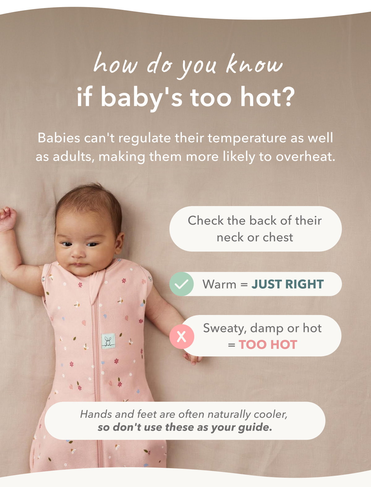 How do you know if baby's too hot?