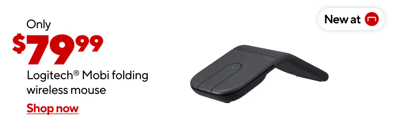 New at Staples! Logitech Mobi Fold Mouse . Available 7/8