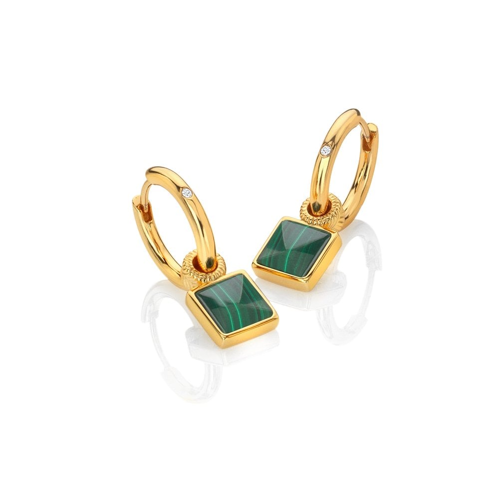 Image of HD X Golden Edit Revive Malachite Square Earrings