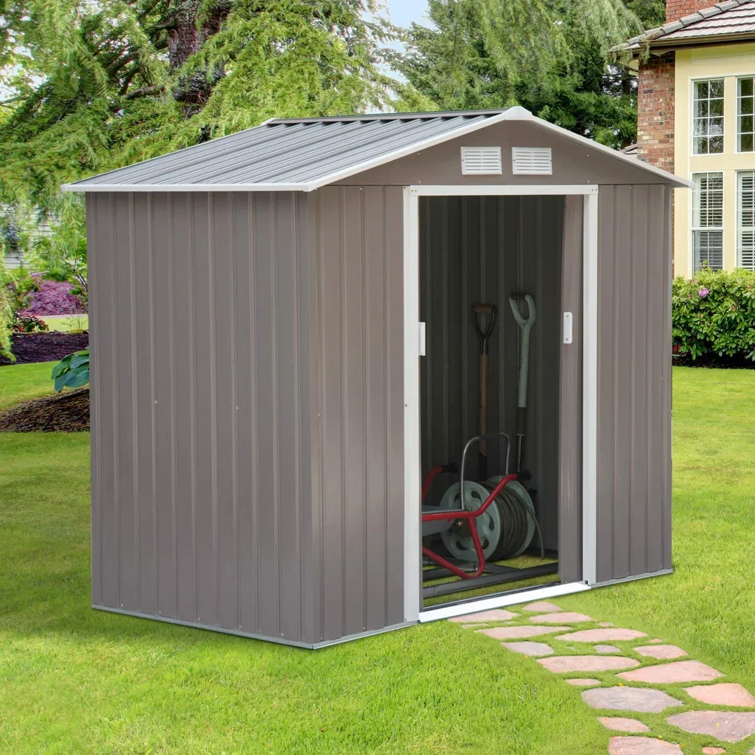 7 ft. W x 4 ft. D Metal Apex Garden Shed