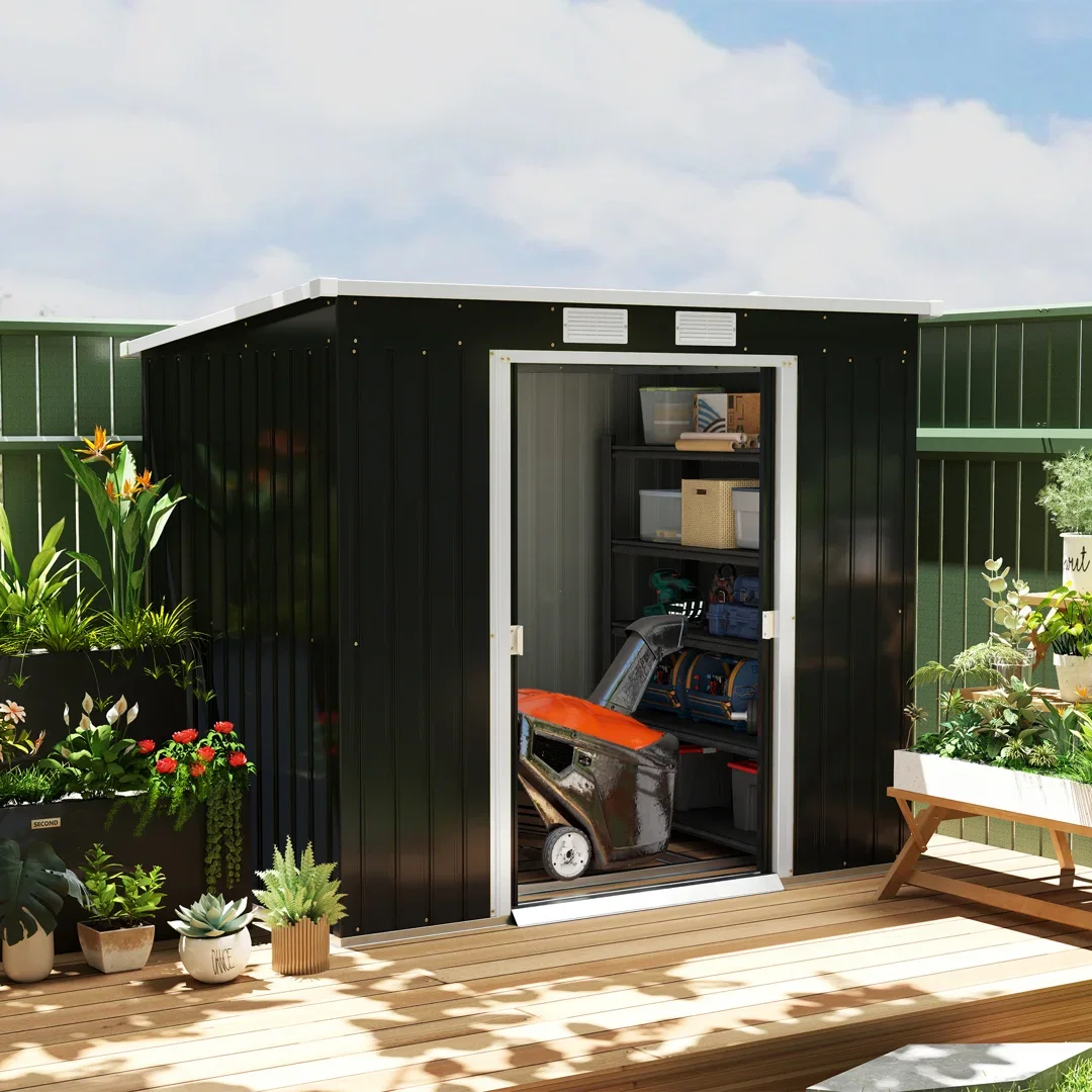 Garden 7 ft. W x 4 ft. D Galvanised Steel Storage Shed
