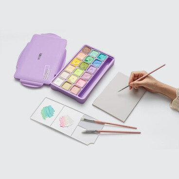 HIMI Jelly Cup Gouache in Pastel Purple Case 30g Set of 18 Assorted Colours