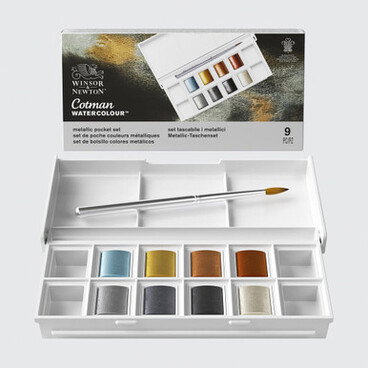Winsor & Newton Cotman Watercolour Metallic Colours Half Pan Set of 8