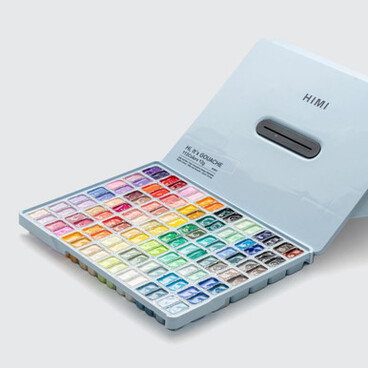 HIMI Twin Cup Gouache in Ice Blue Case 12g Set of 112 Assorted Colours