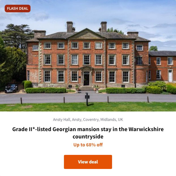 Grade II*-listed Georgian mansion stay in the Warwickshire countryside