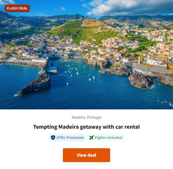 Tempting Madeira getaway with car rental
