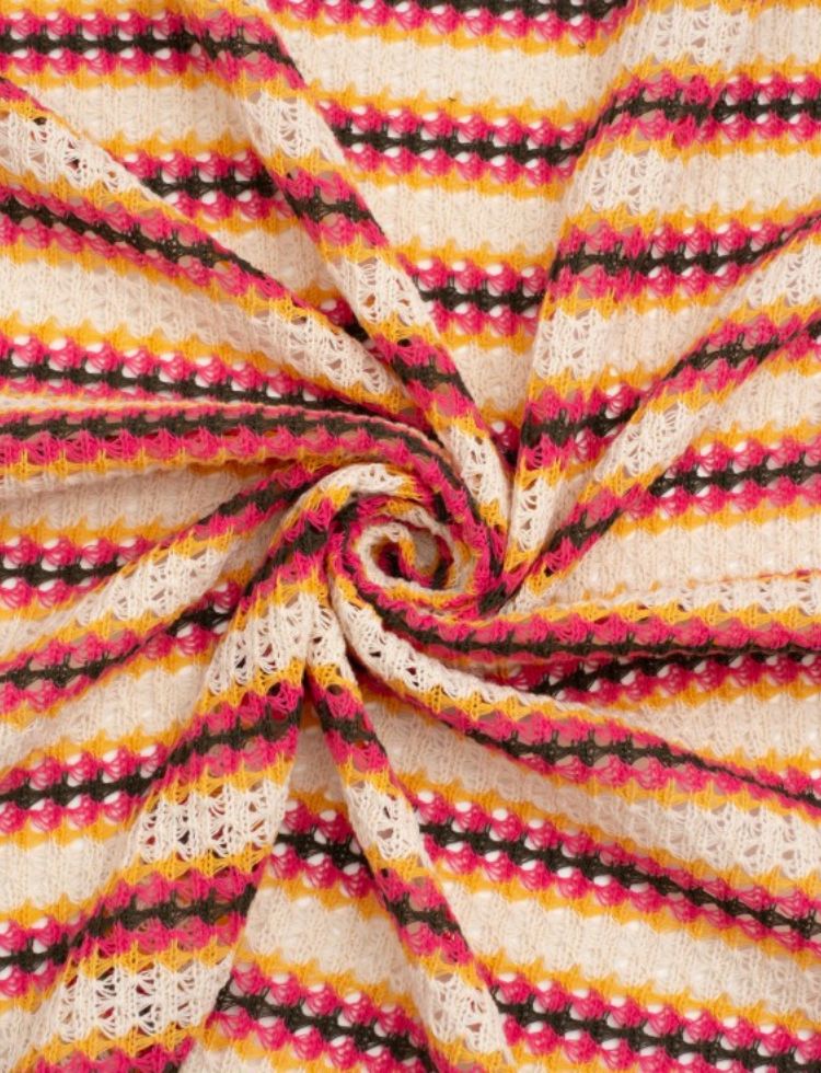 Deadstock Spanish Crochet Effect Knit Fabric Pink Multi
