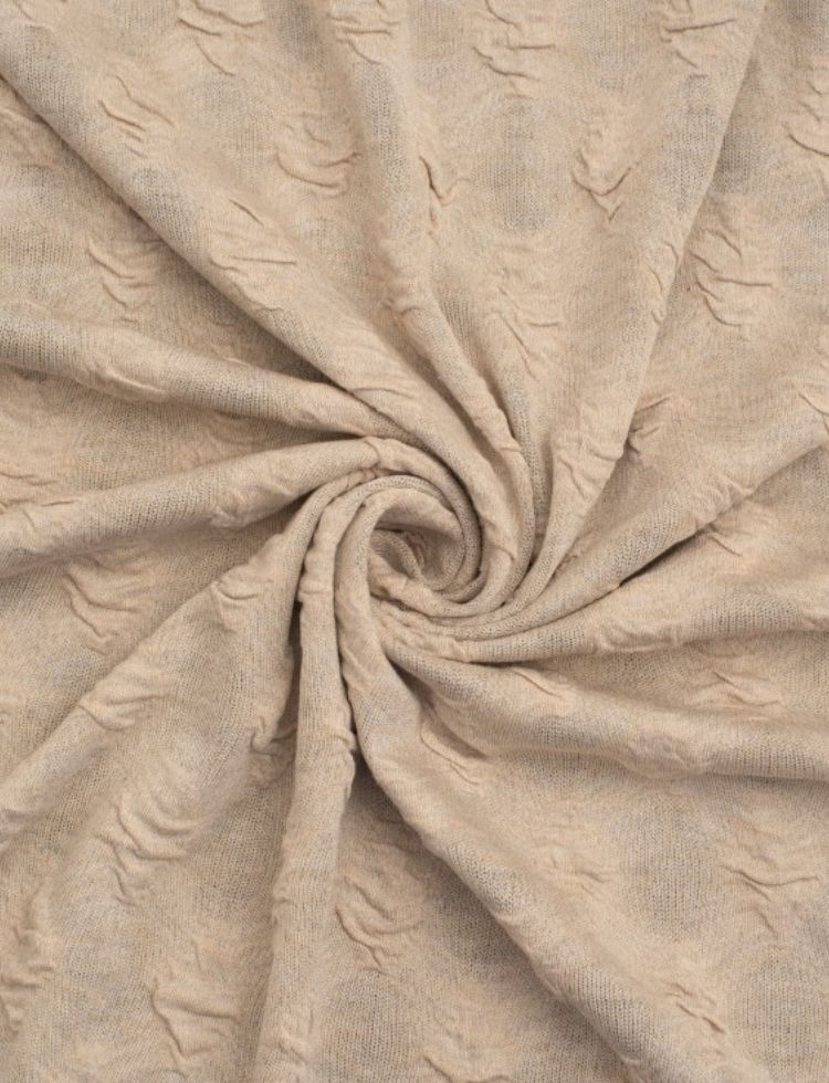 Deadstock Spanish Bubble Effect Textured Stretch Knit Fabric Sand