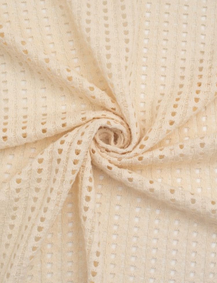Deadstock Spanish Crochet Effect Knit Fabric Ecru