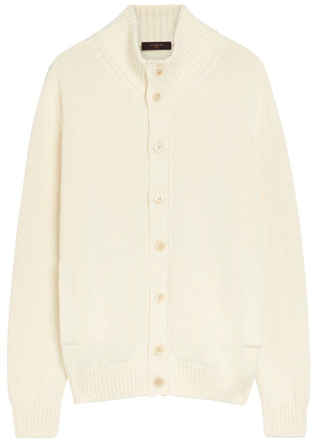SLOWEAR Ribbed cotton-knit cardigan