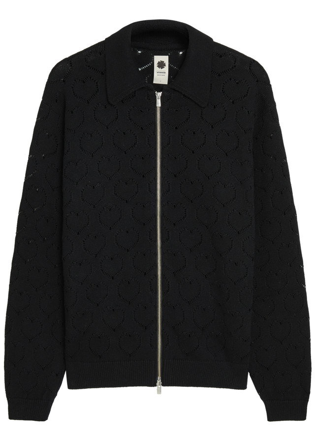VOWELS Open-knit cotton and cashmere-blend cardigan