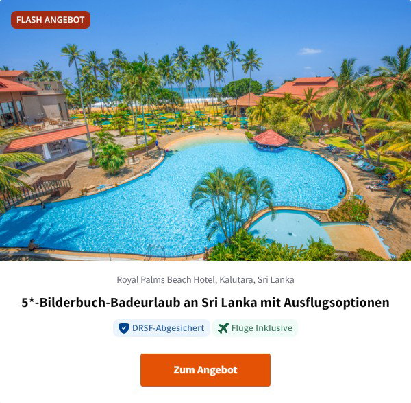 5*-Bilderbuch-Badeurlaub an Sri Lanka mit Ausflugsoptionen