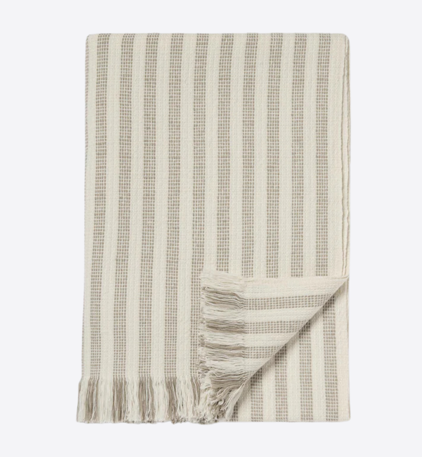 Oatmeal Pembroke Stripe Wool Throw