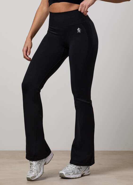 Gym King Power Lightweight Seamless Flared Yoga Pant - Black