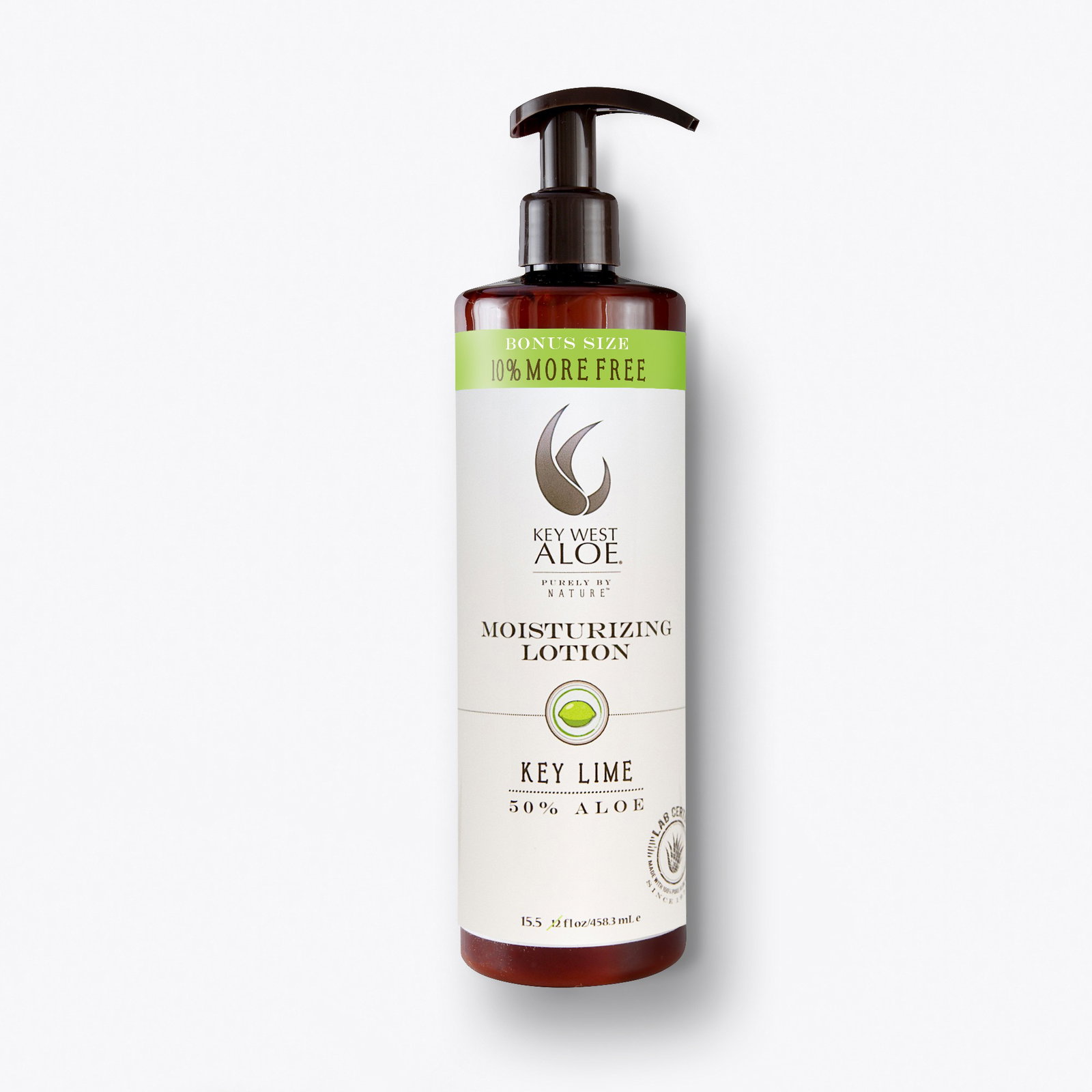 a 15 oz bottle of Key Lime Moisturizing lotion on a white background