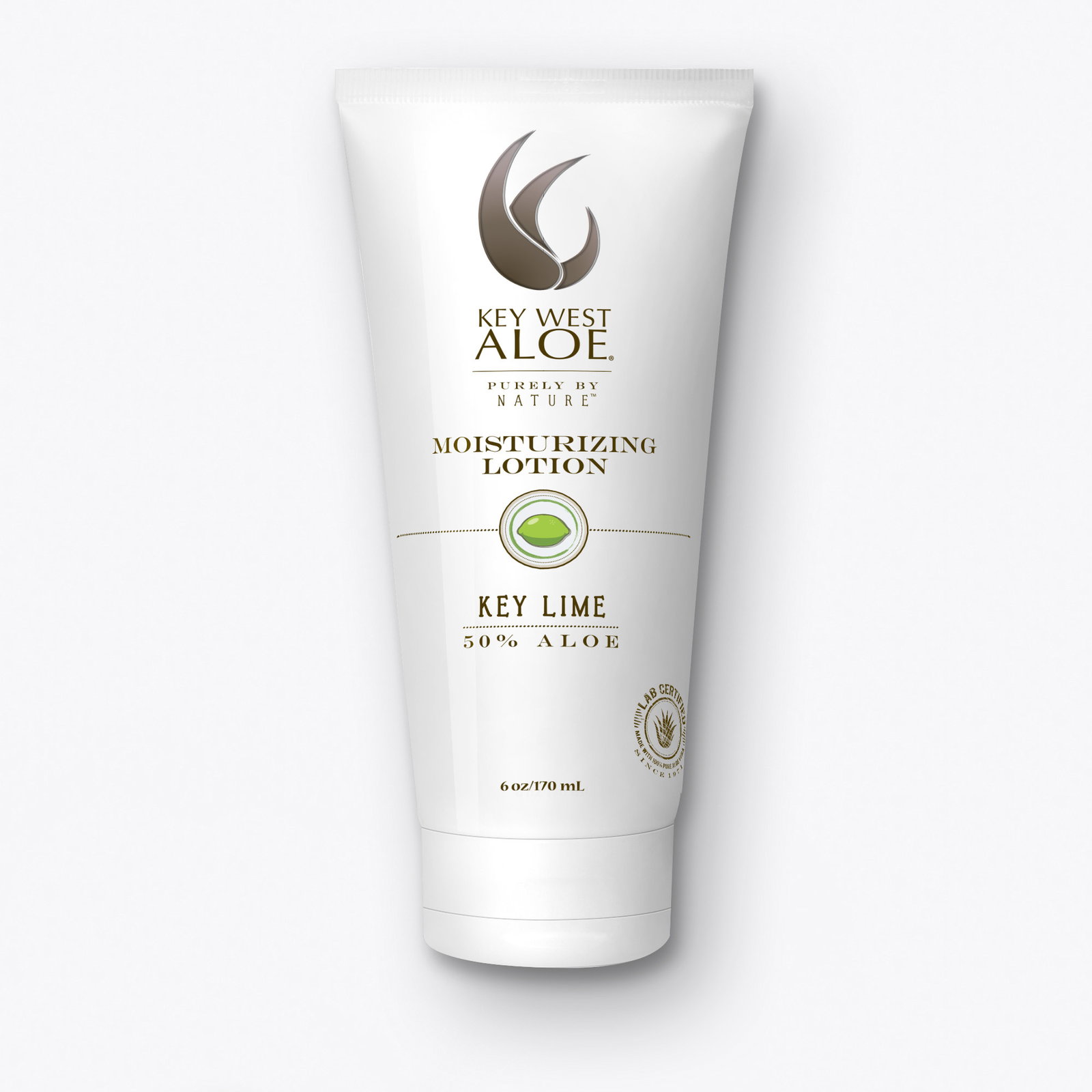a 6oz tube of Key Lime Moisturizing lotion on a white background