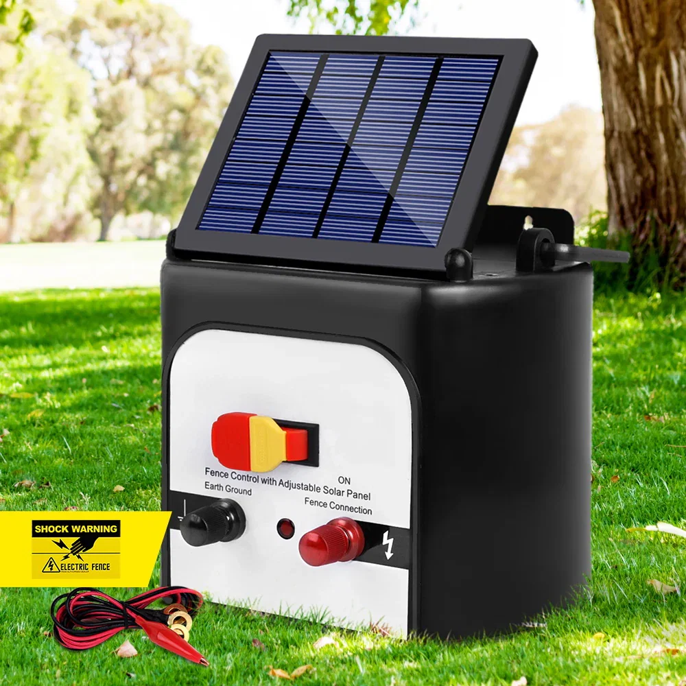 Fence Energiser 8KM Solar Powered 0.3J Electric Fencing Charger