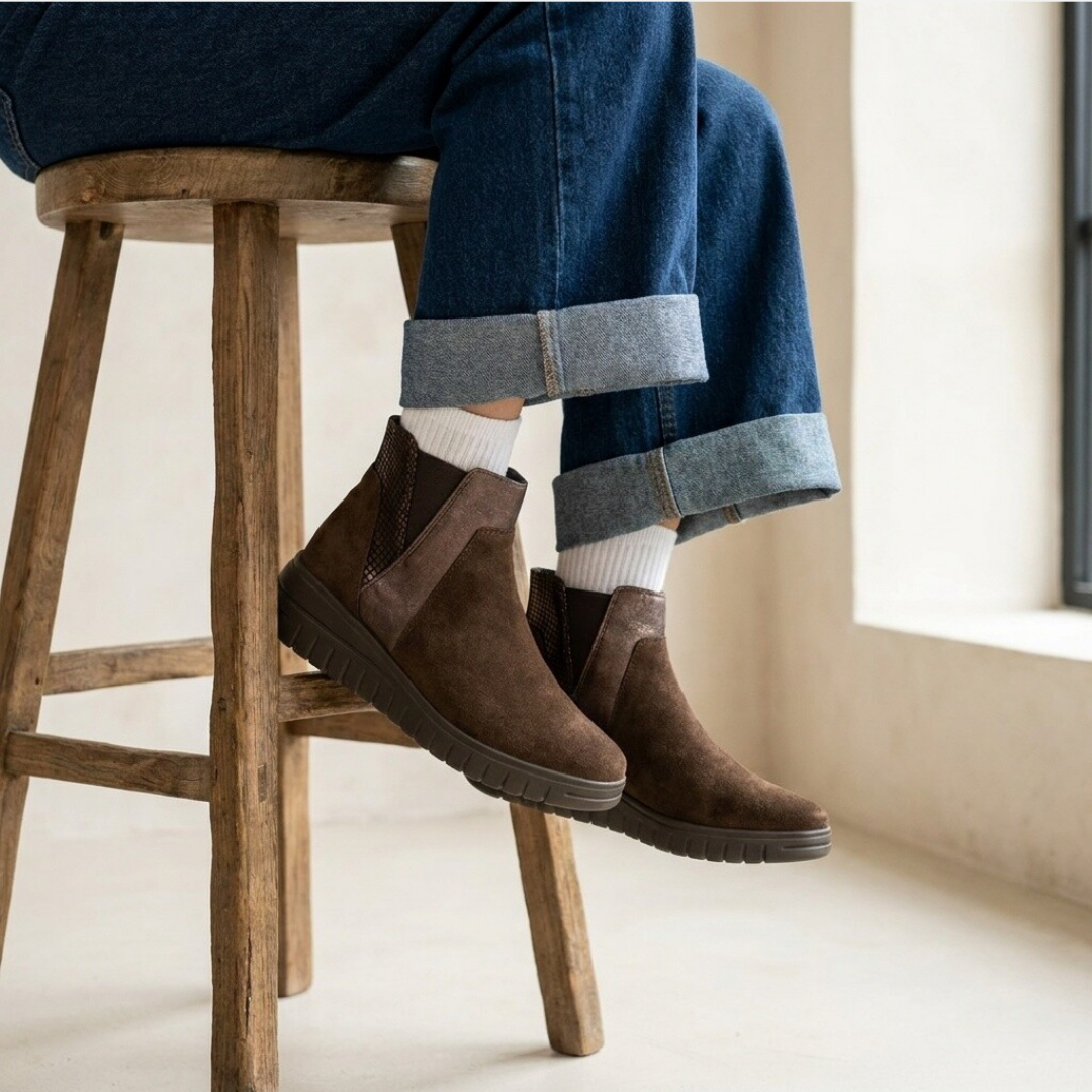 Feyn Enkellaarsjes bruin Suede