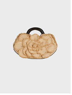 Natural Raffia Mini Signature Floral Handbag