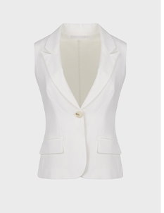 Tailored White Sleeveless Vest With Lapel