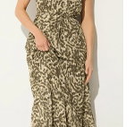 LTS Tall Brown Abstract Tie Waist Maxi Dress