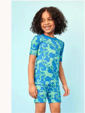 HannaJams™ Pajama Set | Opal Octopus on Swedish Sky