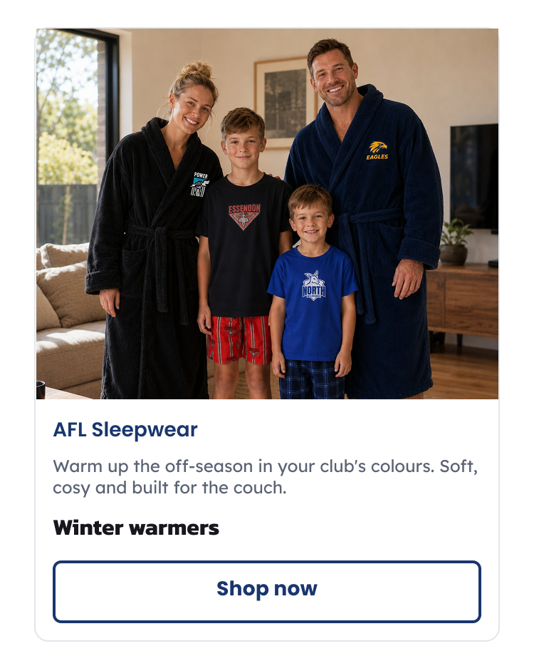A family of four wearing a selected range of AFL Sleepwear