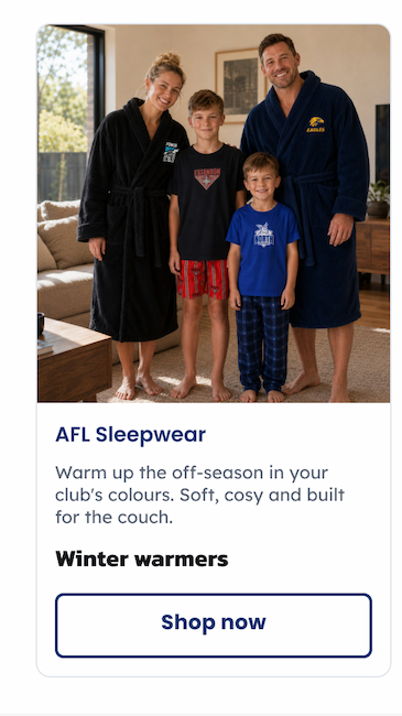 A family of four wearing a selected range of AFL Sleepwear