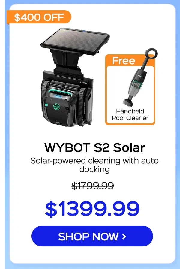 WYBOT S2 Solar with Solar-Powered Charging Dock Robotic Pool Cleaner