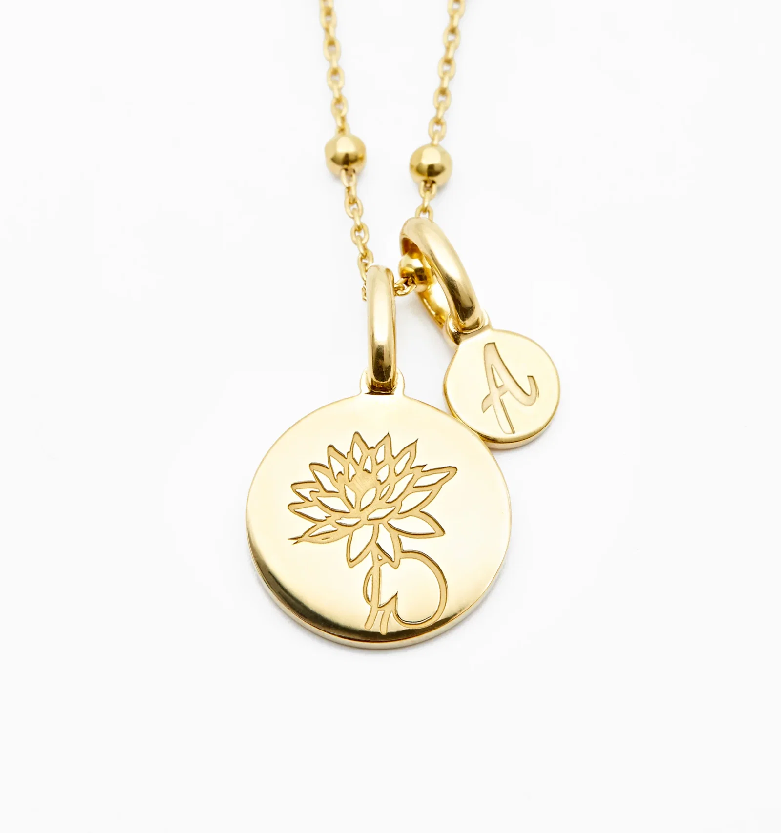 Image of Lotus Necklace With Initial - July Flower
