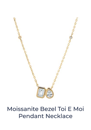 Moissanite Bezel Toi E Moi Pendant Necklace