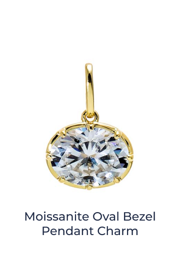 Moissanite Oval Bezel Pendant Charm