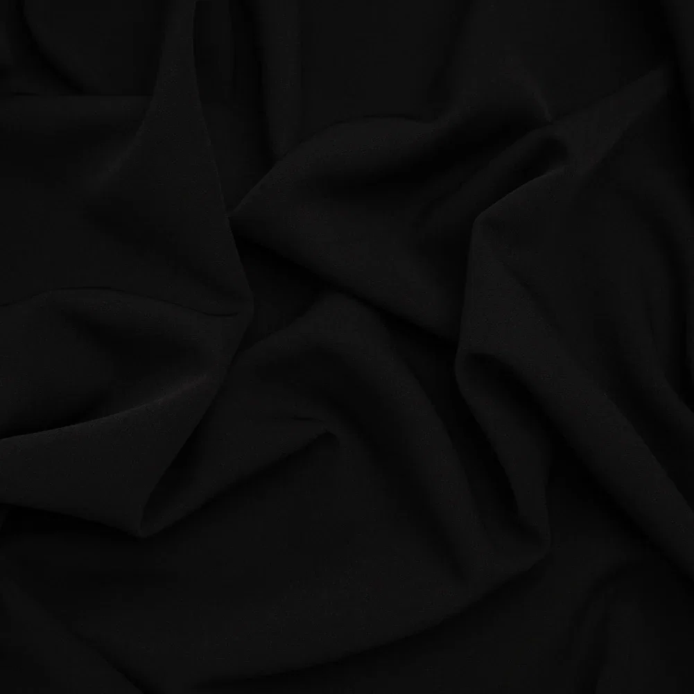 Image of Smooth Stretch Polyester Crepe - Black - Designer Deadstock