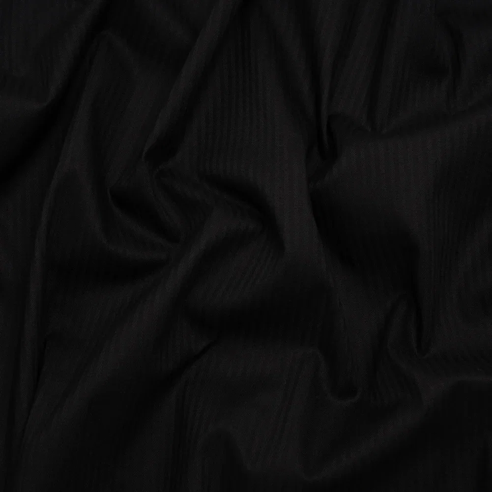 Image of Cotton Twill Shirting - Black Monochrome Candy Stripes - Deadstock