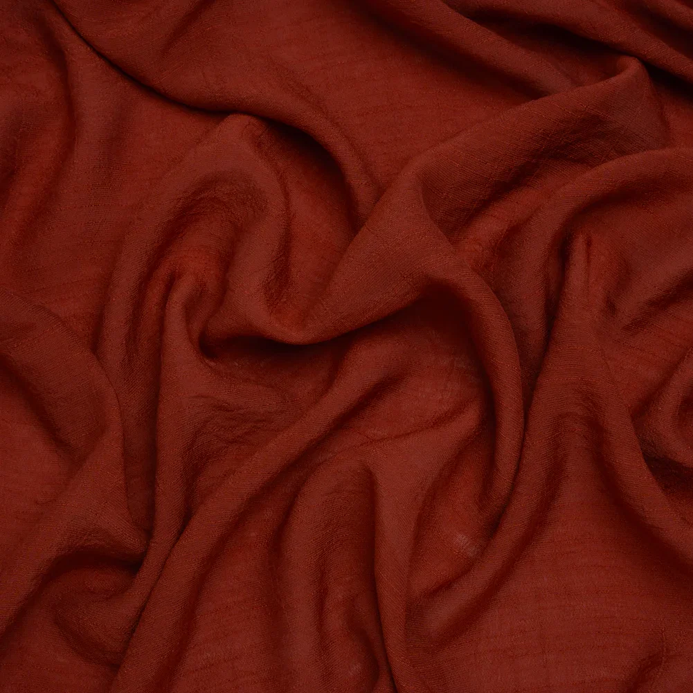Image of Textured Gauzy Polyester and Rayon Woven - Cinnamon - Designer Deadstock