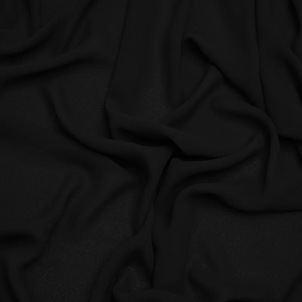 Image of Fluid Polyester Crepe - Black - Designer Deadstock