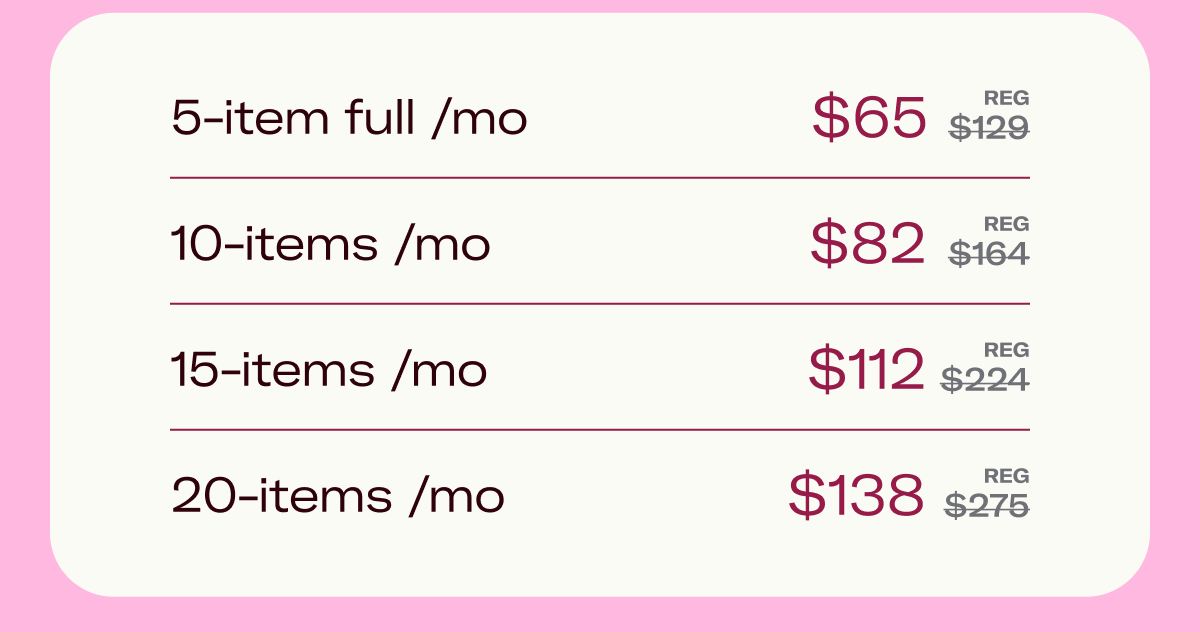 5-item full /mo $65