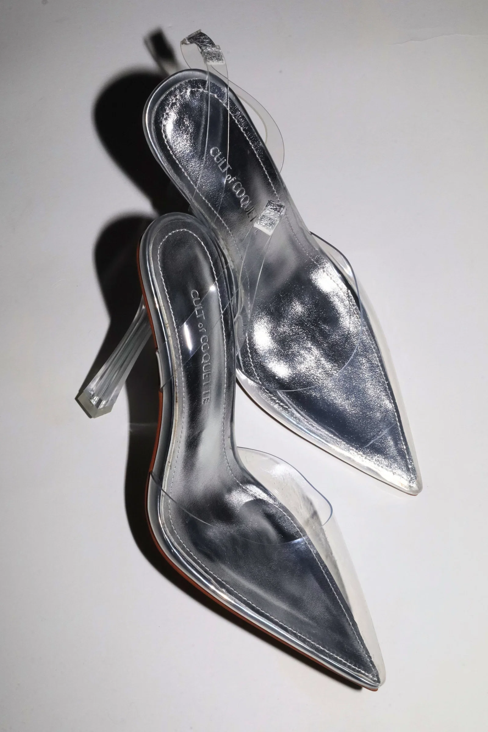 Image of Madeline Clear Pointed Slingback Pumps 110 mm