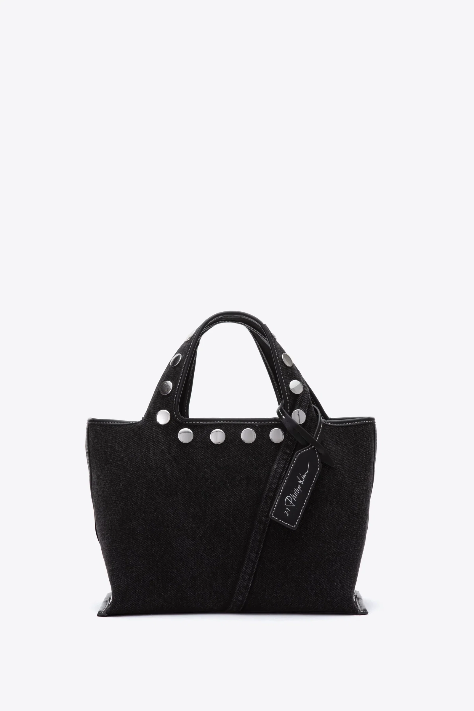 Image of Denim Mini Market Tote with Studs