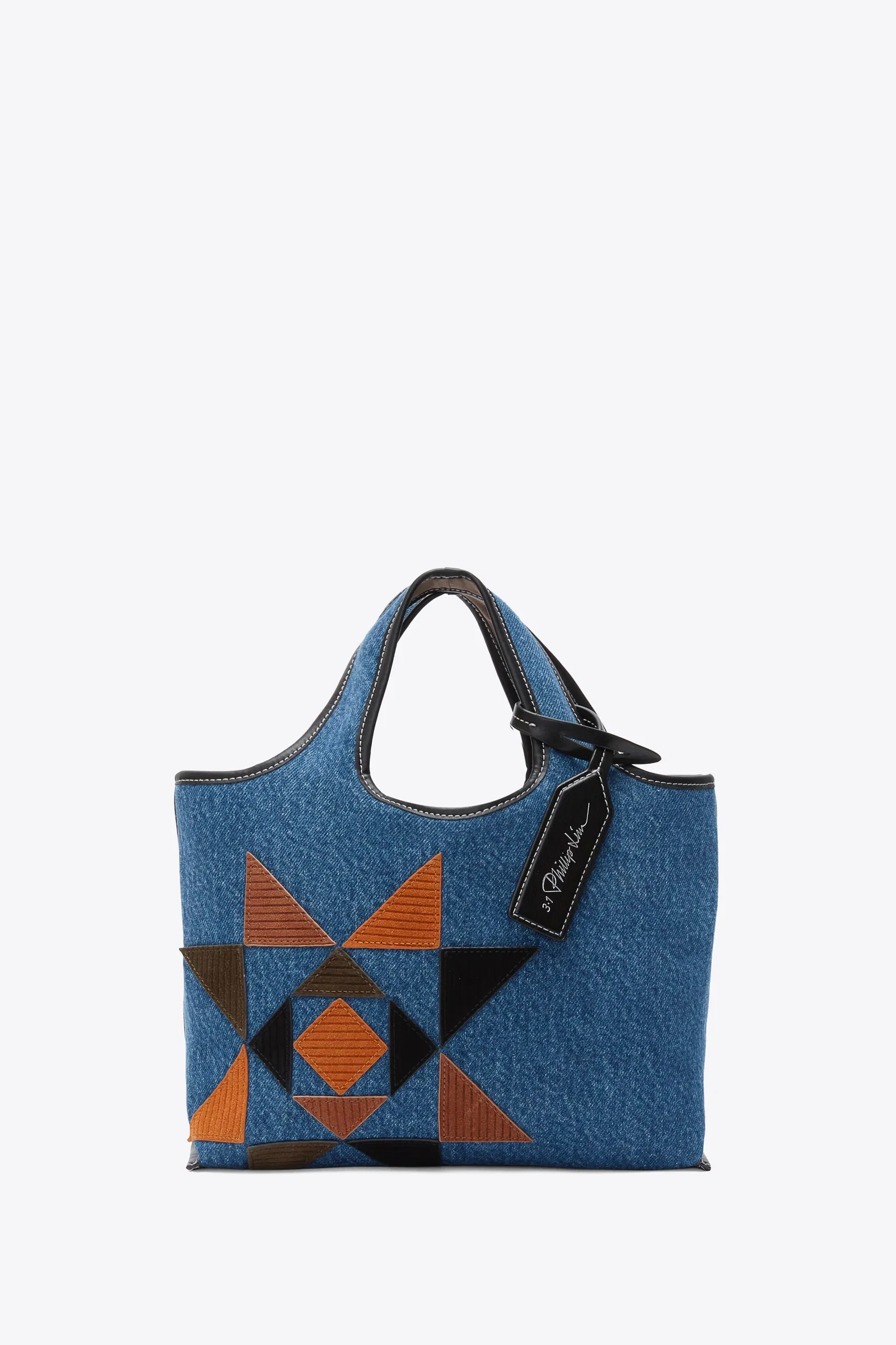 Image of Denim Suede Patch Mini Market Tote
