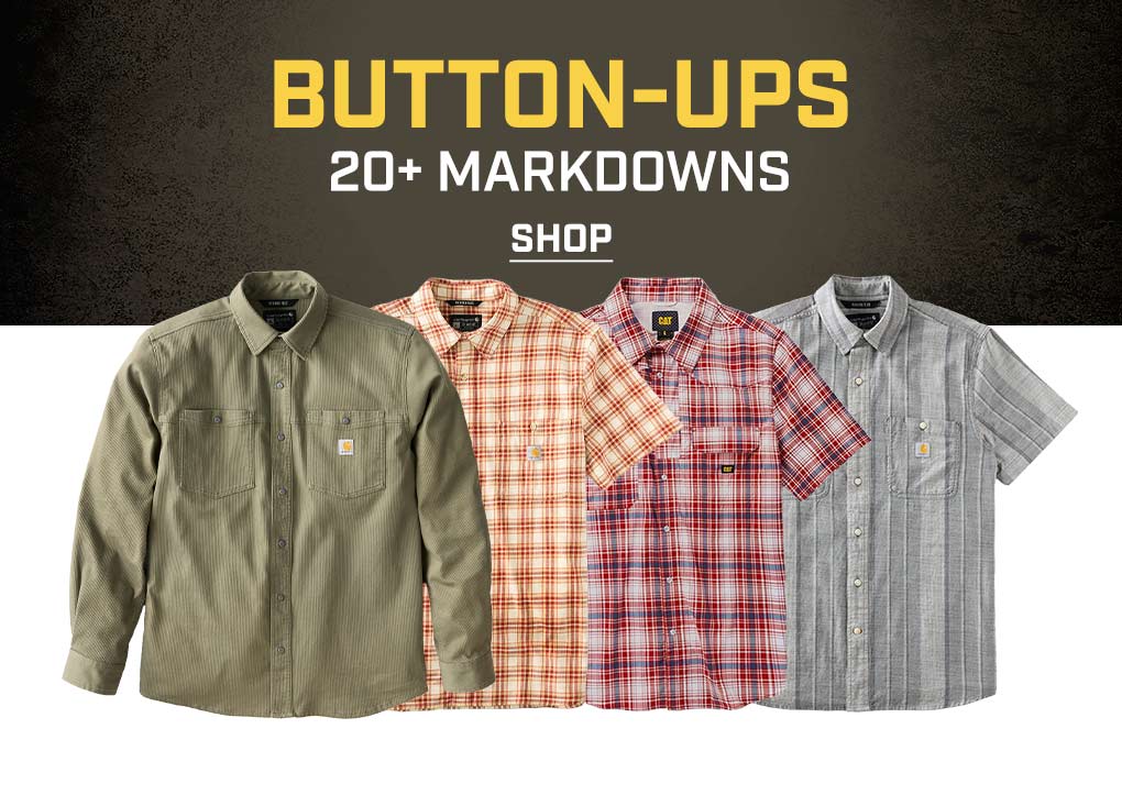 Four button-up work shirts.