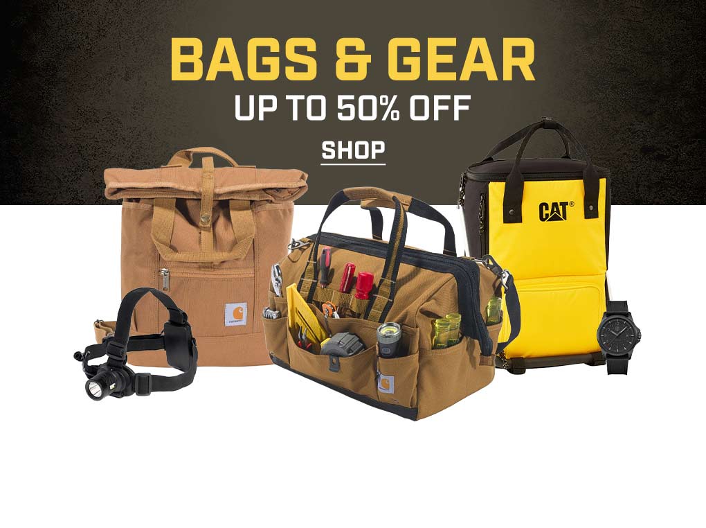 A headlamp, tool bag, watch, backpack and CAT bag.