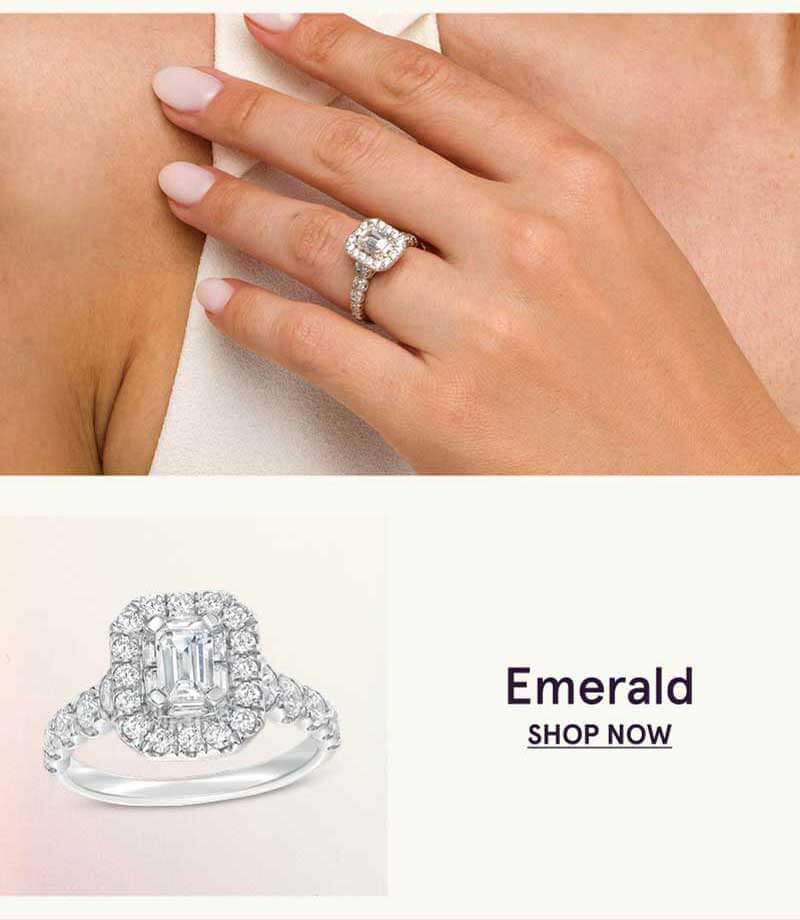 Bridal set with brilliant-cut solitaire diamond ring paired with band.  Round. Click here to shop now