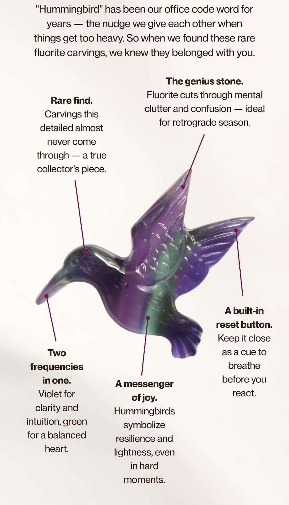 "Hummingbird" has been our office code word for years
