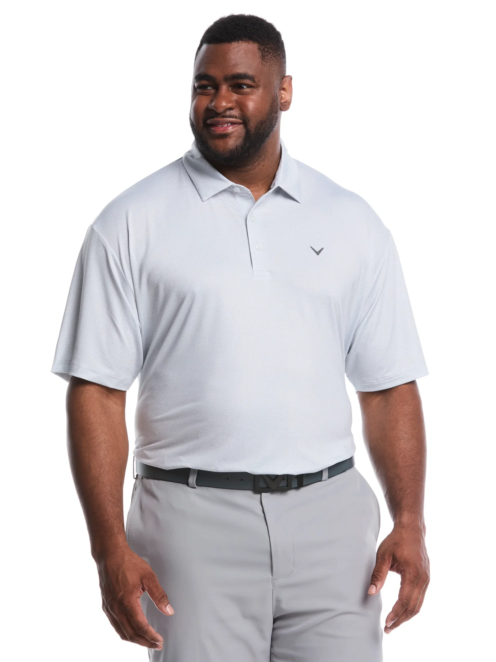 Image of Big & Tall Heather Geo Print Golf Polo