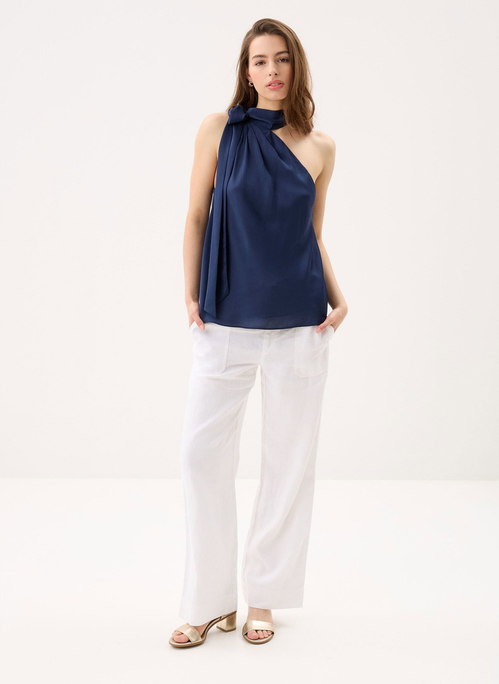 Lauren Ralph Lauren Pantalons larges Pantalon jambe large en lin femme blanc