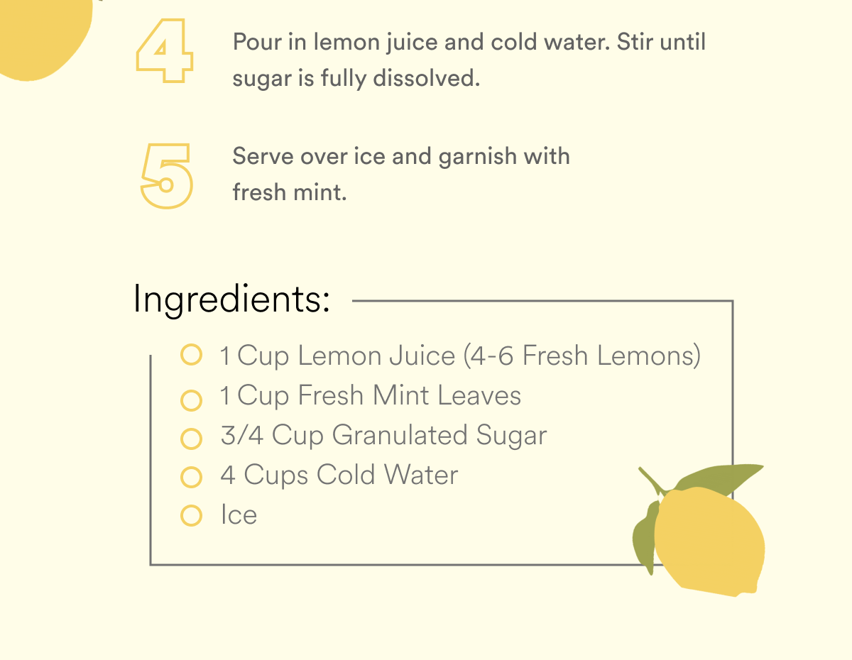 4. Pour in lemon juice and cold water. Stir until sugar is fully dissolved