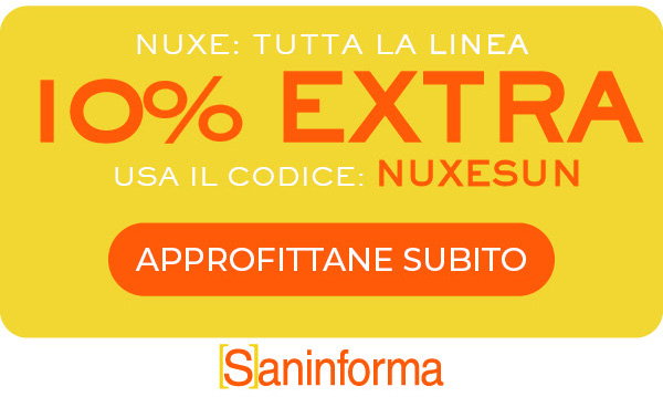 Usa il codice NUXESUN e approfitta del -10% Extra su tutta la linea Nuxe Usa il codice NUXESUN e approfitta del -10% Extra su tutta la linea Nuxe