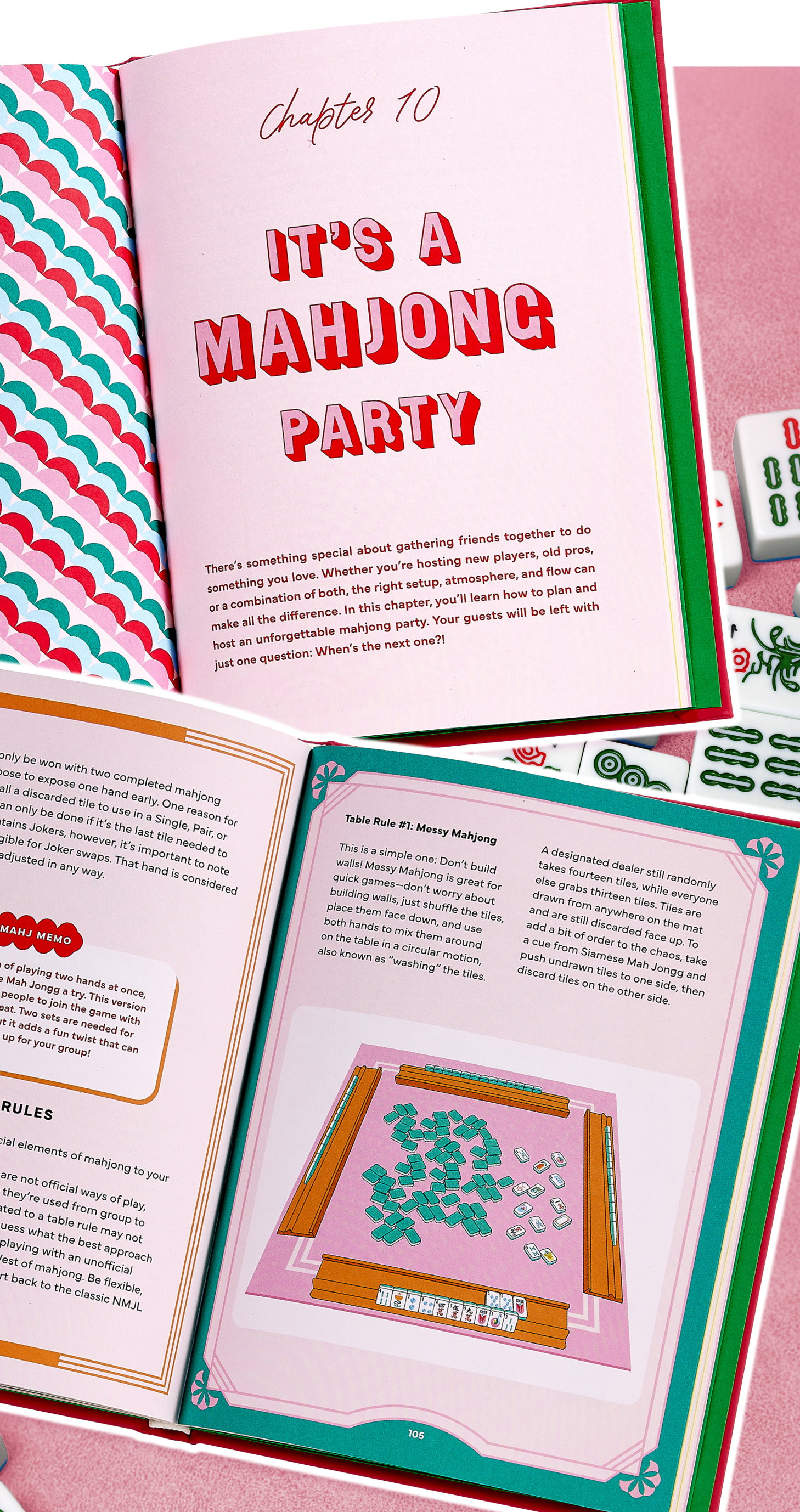 Interior pages from Play Mahjong! An All-Levels Guide to American Mahjong.